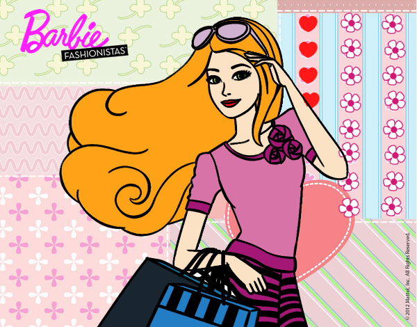 Dibujo Barbie con bolsas pintado por LunaLunita