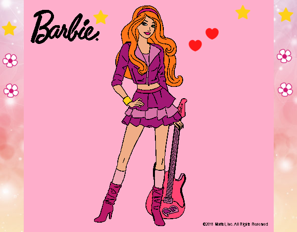 Dibujo Barbie rockera pintado por LunaLunita