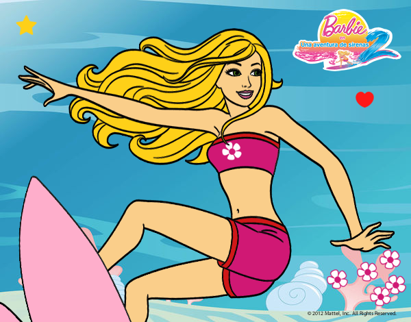 Dibujo Barbie surfeando pintado por LunaLunita