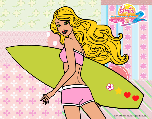 Dibujo Barbie surfera pintado por LunaLunita