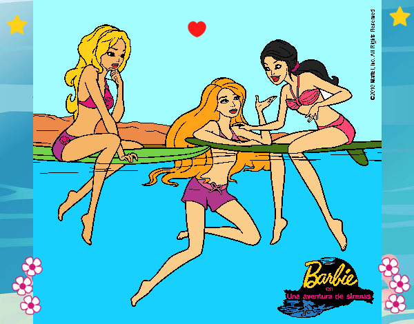 Dibujo Barbie y sus amigas pintado por LunaLunita