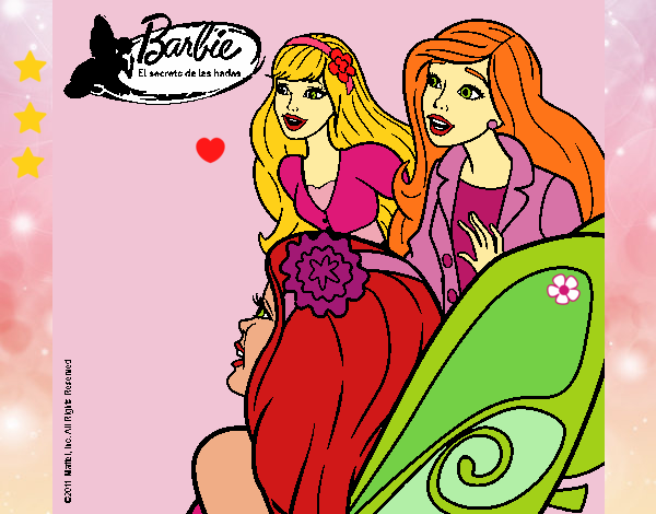 Dibujo Barbie y sus amigas sorprendidas pintado por LunaLunita