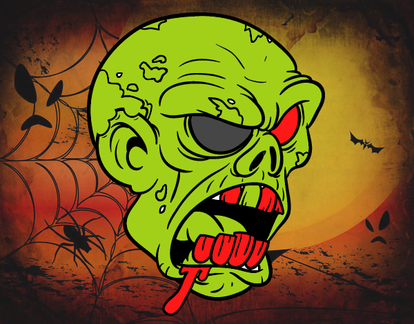 Dibujo Cabeza de zombi pintado por campeo