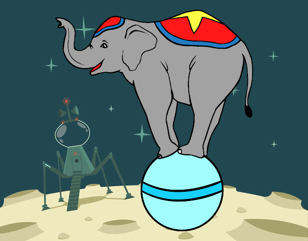 Dibujo Elefante equilibrista pintado por uzuri