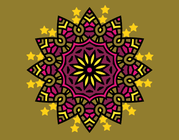 Dibujo Mandala estrella floral pintado por blanca