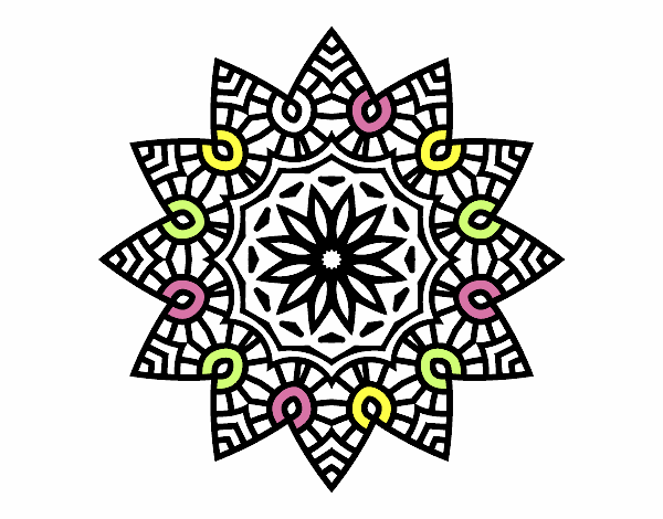 Dibujo Mandala estrella floral pintado por ebsun