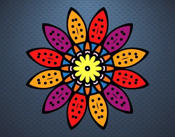 Dibujo Mandala flor con pétalos pintado por guribe