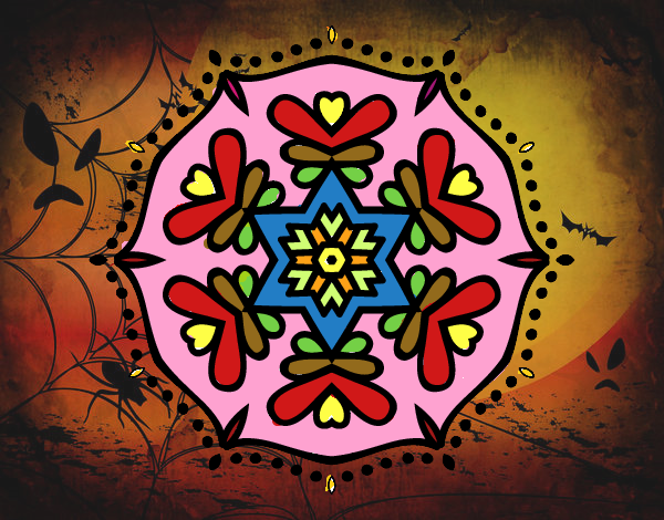 Dibujo Mandala simétrica pintado por guribe