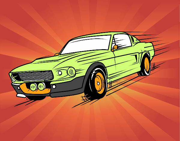 Dibujo Mustang retro pintado por campeo