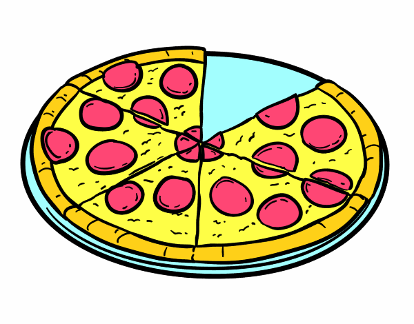 Dibujo Pizza de pepperoni pintado por uzuri