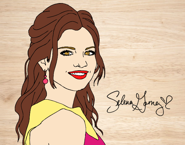 Dibujo Selena Gomez con pelo rizado pintado por dallana-12