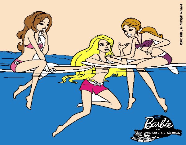 Dibujo Barbie y sus amigas pintado por Potte