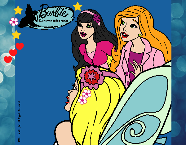 Dibujo Barbie y sus amigas sorprendidas pintado por LunaLunita