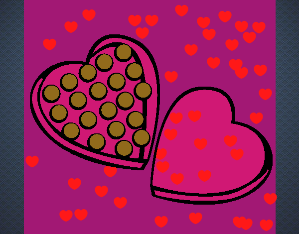 un corazón con chocolates