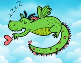 Dibujo Dragón infantil durmiendo pintado por valeterry