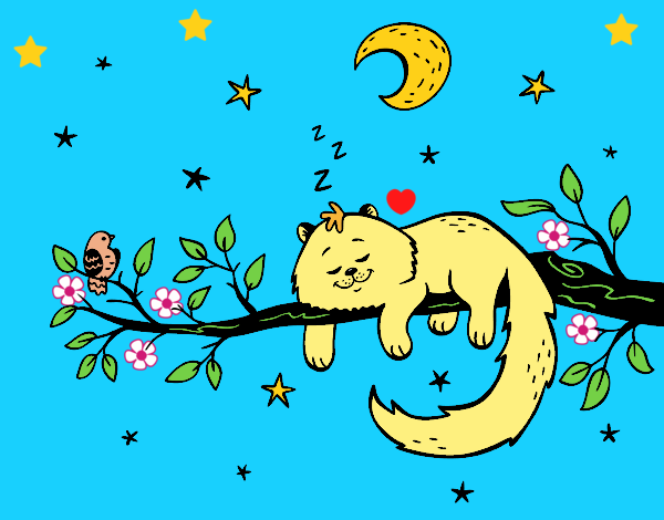 Dibujo El gato y la luna pintado por LunaLunita