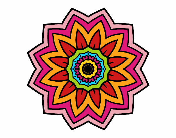 Dibujo Mandala flor de girasol pintado por vangie