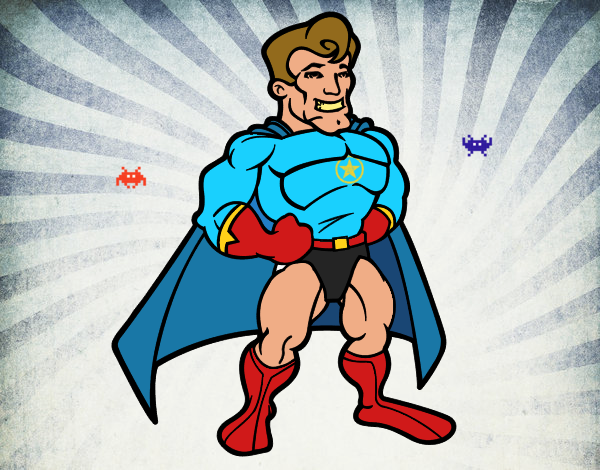 Dibujo Superhéroe musculado pintado por vangie