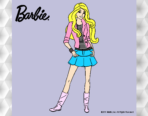 Dibujo Barbie juvenil pintado por priva