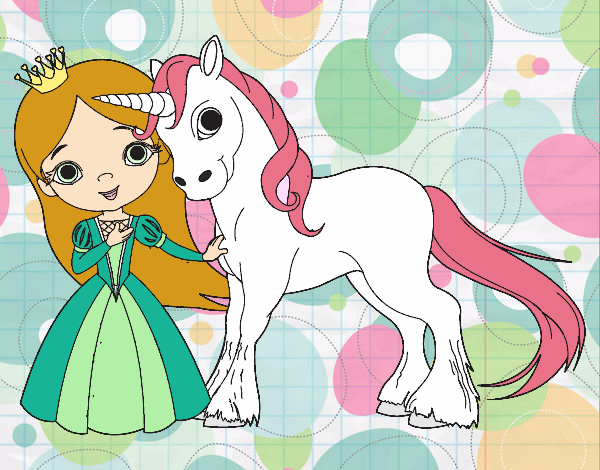 Dibujo Princesa y unicornio pintado por haruh