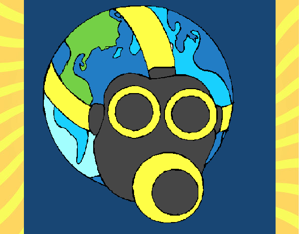 Dibujo Tierra con máscara de gas pintado por zeus555