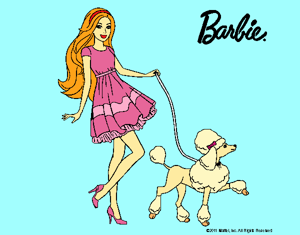 Dibujo Barbie paseando a su mascota pintado por LunaLunita