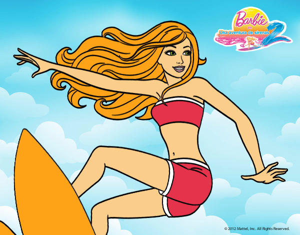 Dibujo Barbie surfeando pintado por LunaLunita