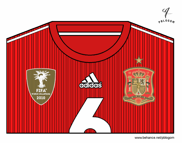 Dibujo Camiseta del mundial de fútbol 2014 de España pintado por Evil