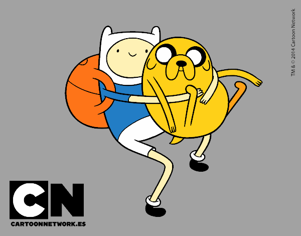 Dibujo Finn y Jake abrazados pintado por luhDango