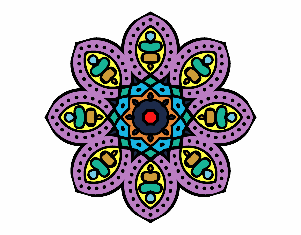 Dibujo Mandala de inspiración árabe pintado por asas