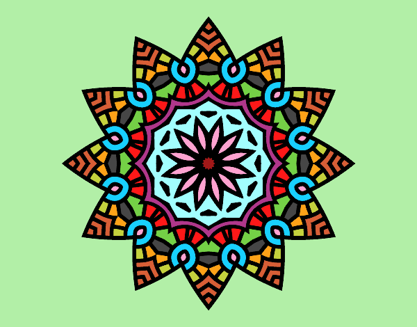 Dibujo Mandala estrella floral pintado por asas