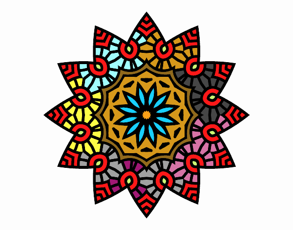 Dibujo Mandala estrella floral pintado por ladys 