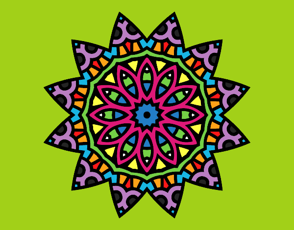 Dibujo Mandala estrella pintado por asas