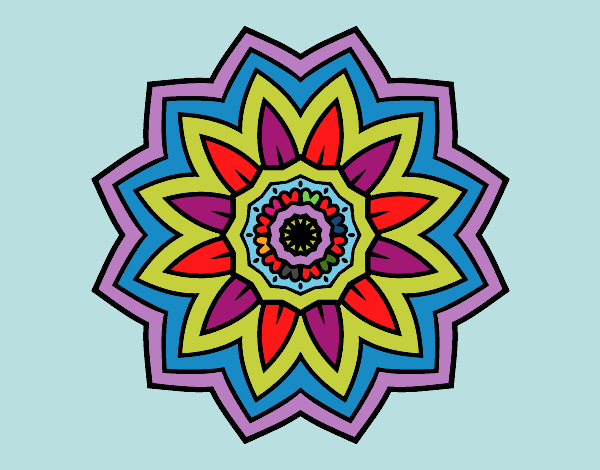 Dibujo Mandala flor de girasol pintado por asas
