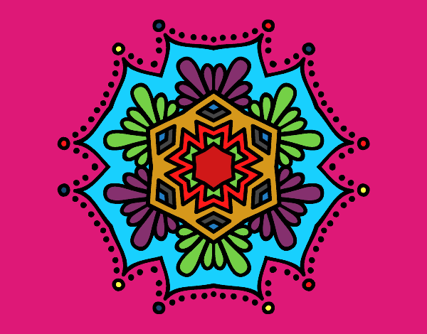 Dibujo Mandala flor simétrica pintado por asas