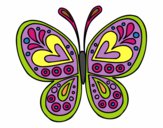 Dibujo Mandala mariposa pintado por asas
