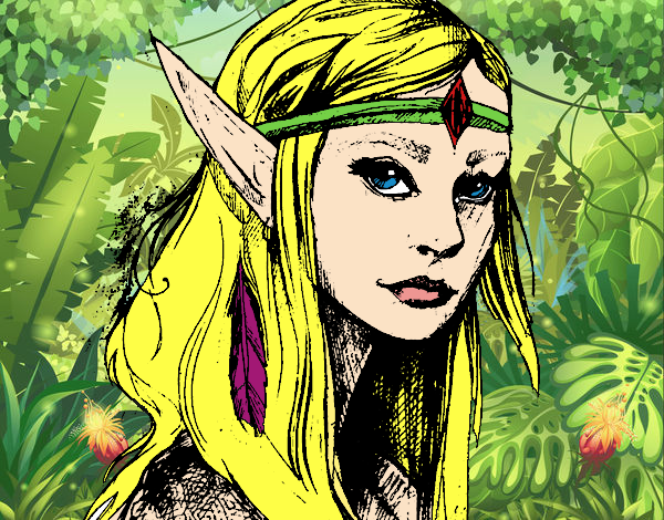Dibujo Princesa elfo pintado por lunadangel
