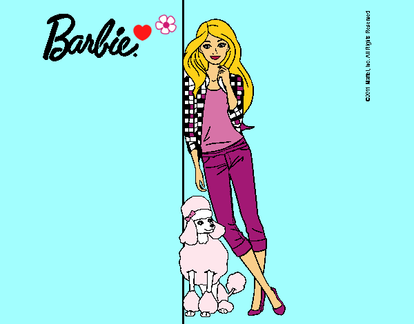 Dibujo Barbie con cazadora de cuadros pintado por LunaLunita