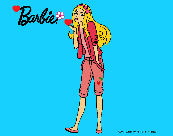 Dibujo Barbie con look casual pintado por LunaLunita