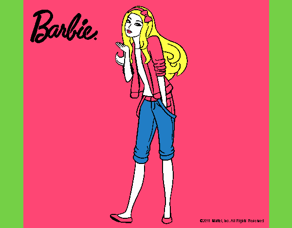 Dibujo Barbie con look casual pintado por maryelik