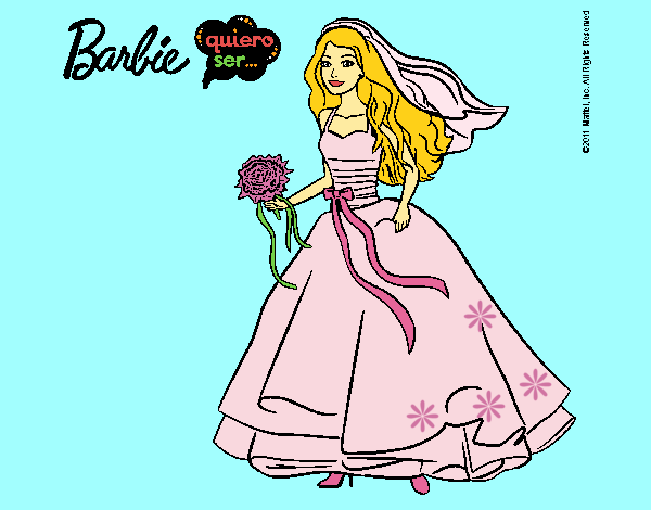 Dibujo Barbie vestida de novia pintado por LunaLunita