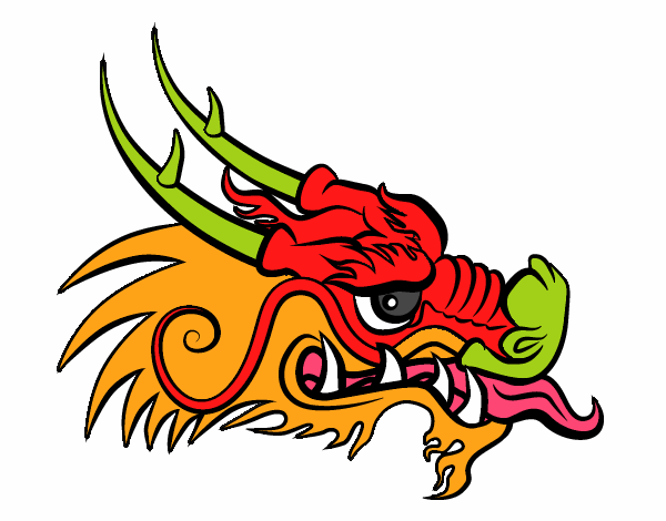 Dibujo Cabeza de dragón rojo pintado por lunadangel