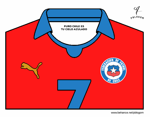 Dibujo Camiseta del mundial de fútbol 2014 de Chile pintado por pampa