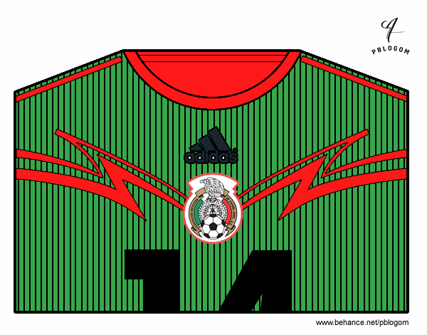 Dibujo Camiseta del mundial de fútbol 2014 de México pintado por pampa