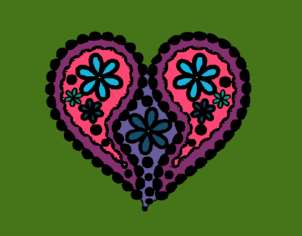 Dibujo Corazón de flores pintado por valebtina