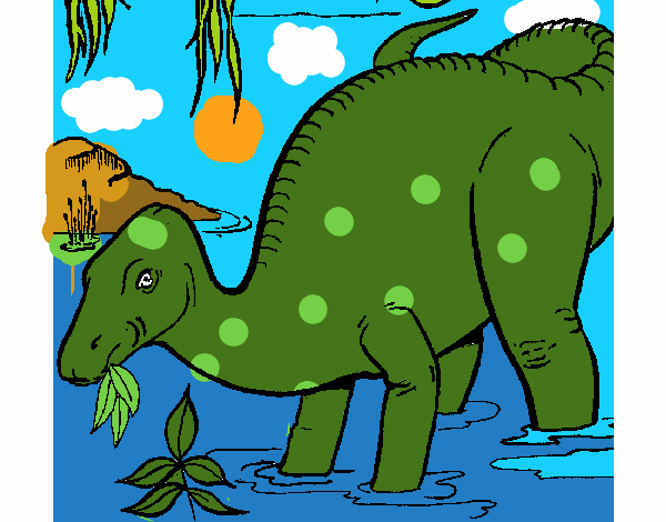 Dibujo Dinosaurio comiendo pintado por xeniamo