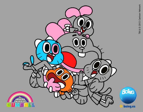 Dibujo Gumball y amigos contentos pintado por gabrielcos
