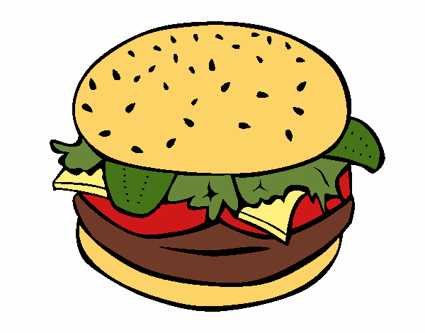 Dibujo Hamburguesa completa pintado por kjdfshiudf