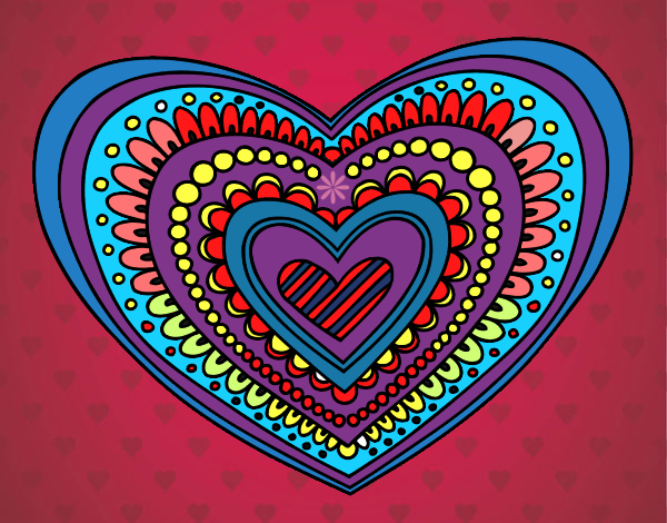Dibujo Mandala corazón pintado por pikalu