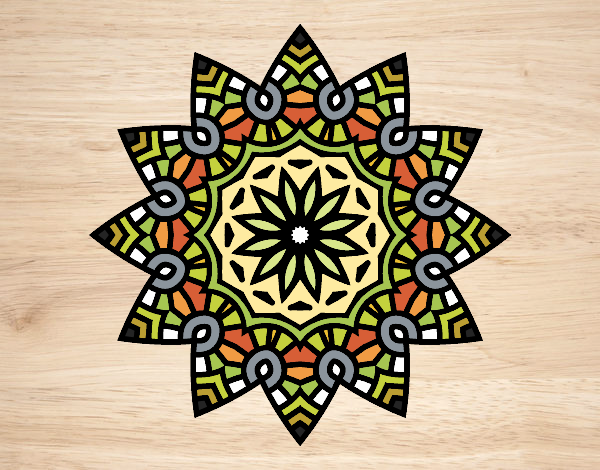 Dibujo Mandala estrella floral pintado por merchindan